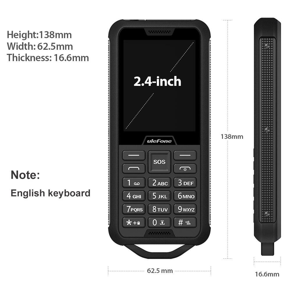 Ulefone-teléfono móvil inteligente Armor Mini 2 de 2,4 pulgadas, dispositivo inalámbrico con Radio FM, batería de 2100mAh, cámara de 0,3 MP, SIM Dual, para aventuras al aire libre, MTK6261D