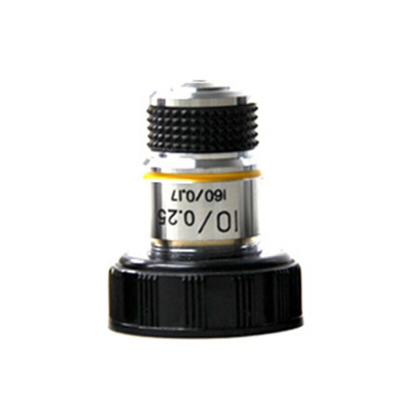 Lente objetivo acromático de microscopio, piezas de microscopio, 4X 10X 40X 100X: 10X