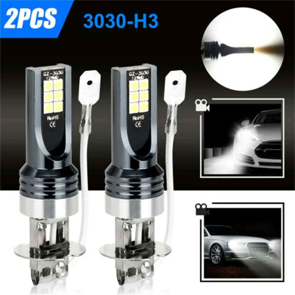 2 uds H3 bombillas LED de luz antiniebla para coche DRL H11 H8 H9 H4 H1 H7 lámpara de faro de motocicleta 9005 9006 faro de conducción automática 6000K 12V 24V