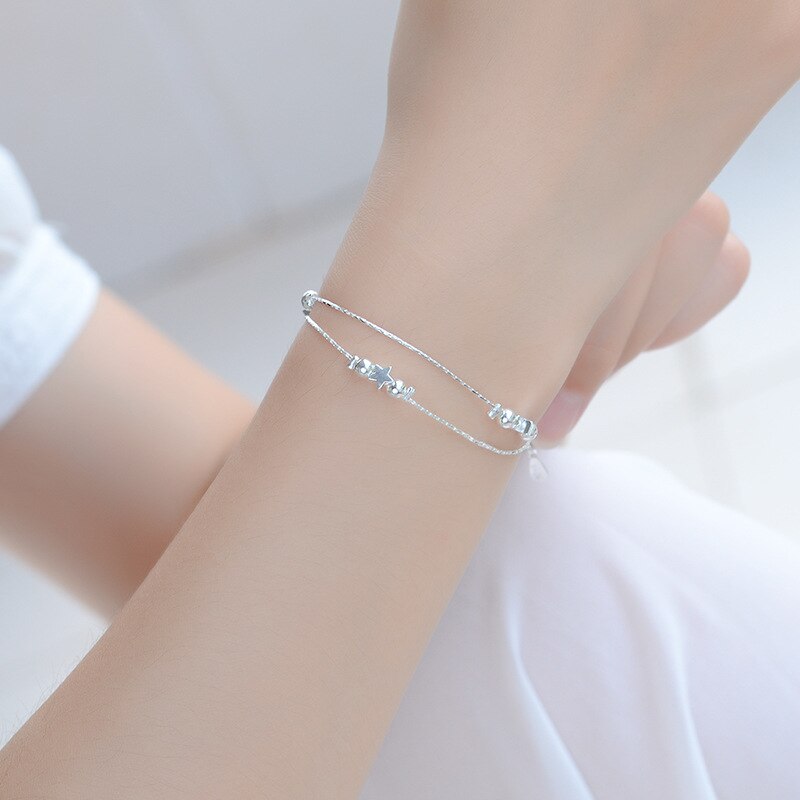 Everoyal Dame Sterne Armbänder Für Frauen Schmuck Charme Doppel Schicht Kette Silber 925 Fußkettchen Mädchen Geburtstag Zubehör