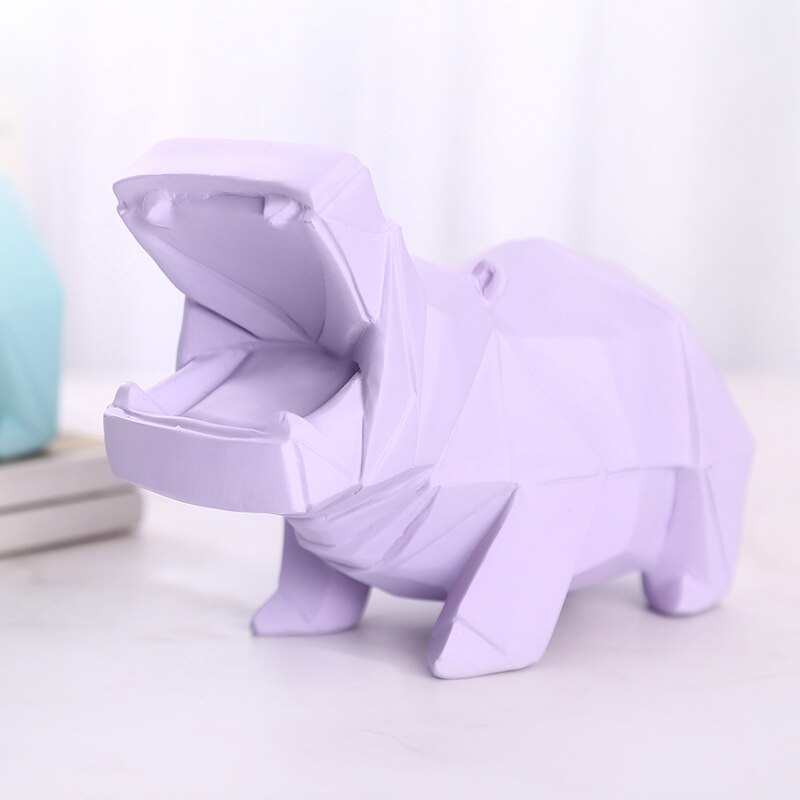 Mini mignon animaux tirelire polygone hippopotame ours polaire pour enfants adultes tirelire économiser des pièces de monnaie boîte décoration en plastique sûr: purple hippo