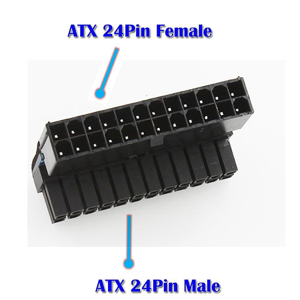 -Atx 24 Pin Female Naar 24 Pin Male Haakse Adapter Voor Desktop Pc Voeding