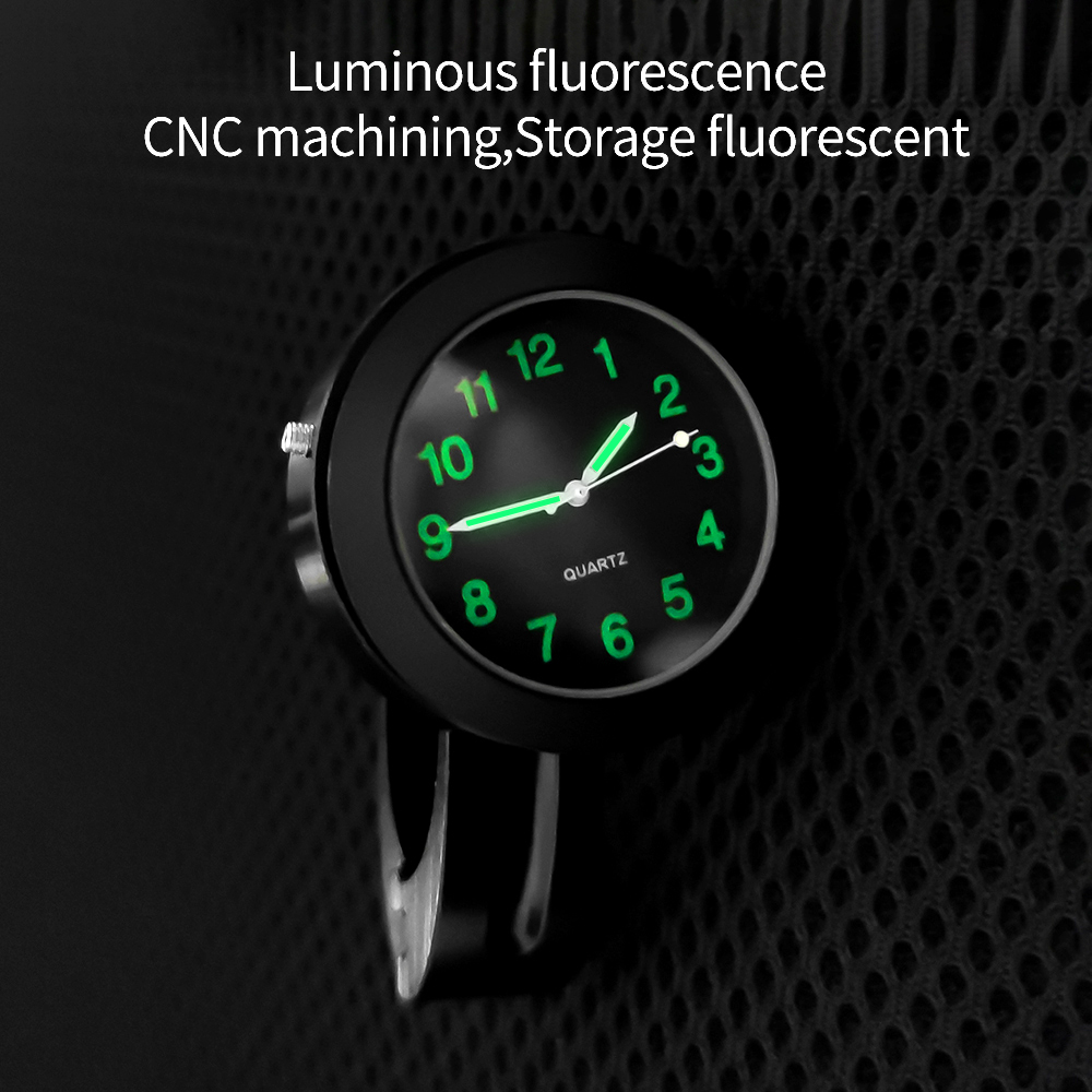 Motorcycle Handlebar Clock Aluminum Luminous Clock Waterproof Shockproof Durable Buckle Watch Mount Quartz Watch Universal