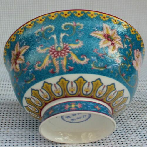 Chinese old porcelain Pastel glaze Peony Map Chinese food bowl
