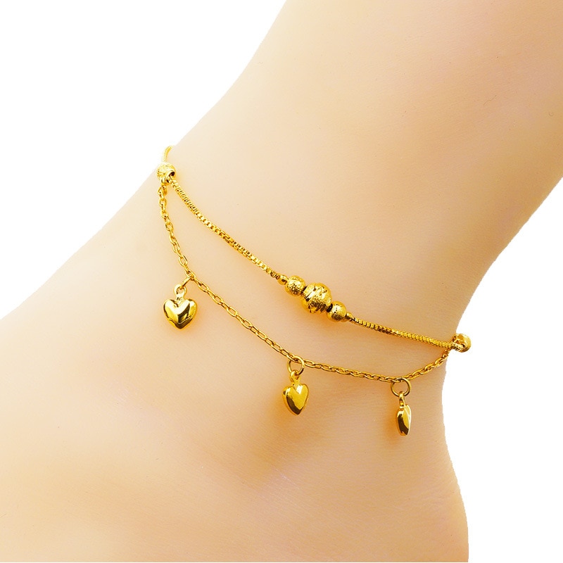 Women Gril Tassel Chain heart shape Gold Metal Chain Anklet Ankle Bracelet Foot Chain Jewelry Beach Anklet