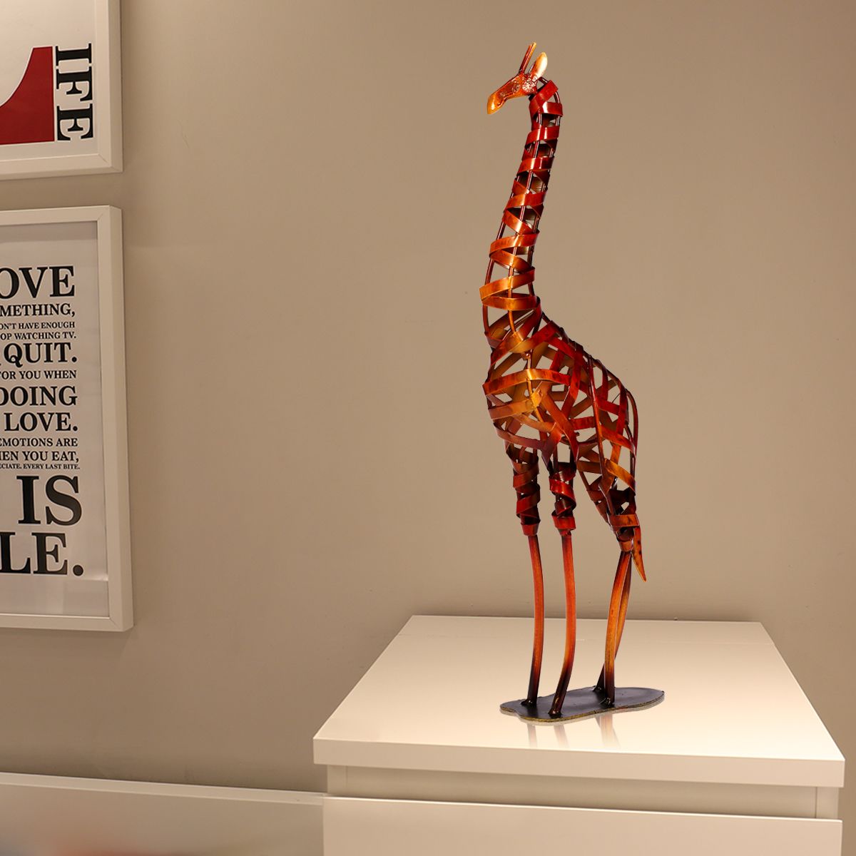 TOOARTS – Sculpture en métal, modèle de girafe tressée, respectueux de l&#39;environnement, Articles de décoration pour la maison, artisanat, bon