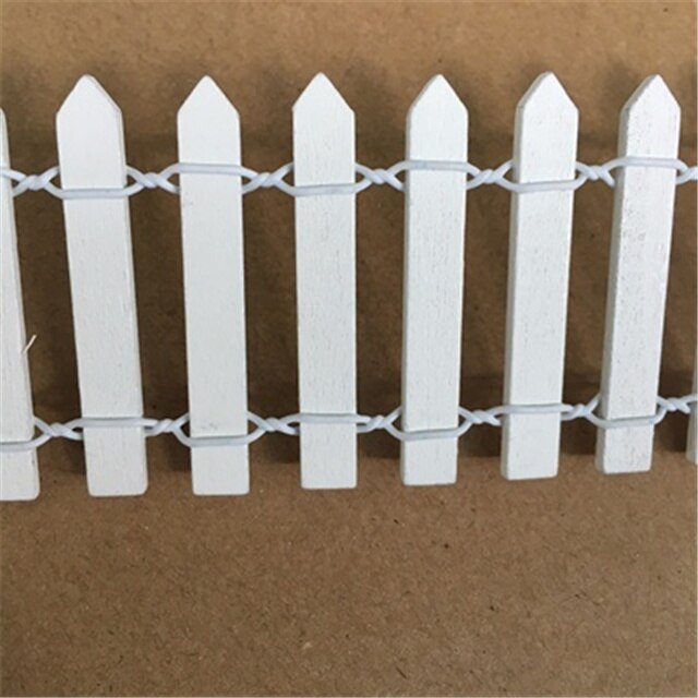 1 stykke 90*5cm hvide farver mini mos mikro-landskab hegn havedekoration lille blegende træ palisade diy blomsterskive hjem: Hvid