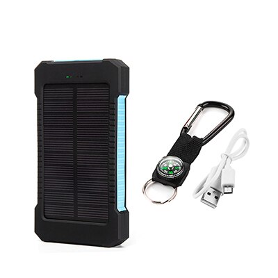 Pour XIAOMI Iphone 6 7 8 20000mah Portable batterie Portable solaire 20000mAh batterie externe double Ports powerbank chargeur chargeur Mobile: Bleu