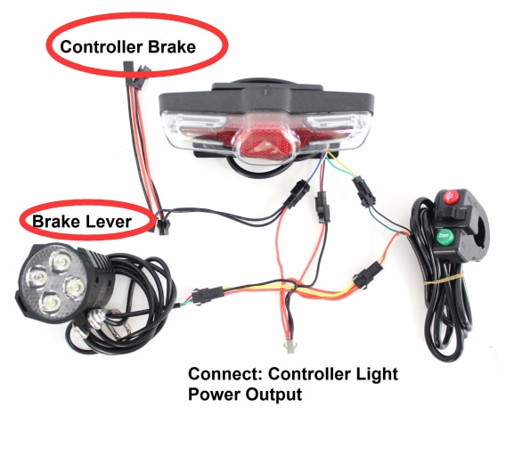 Elektrisk sykkel 24/36/48v/60v frontlys baklykter baklys ledet lampe blinkende søkelyset hodelykt sykling ebike tilbehør del