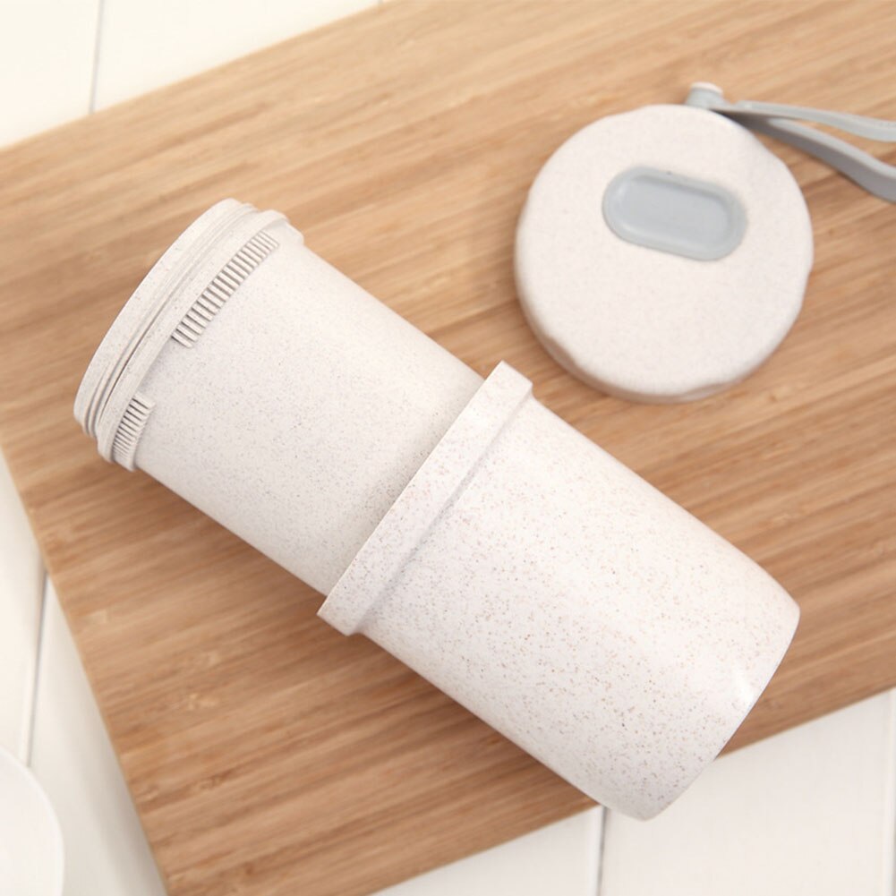300ML Healthy Material Wheat Straw Sealed Soup Cup With Lid Portable Lunch Box Mini Bento Box Microwave Drink Cup For Porridge