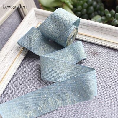 Kewgarden 1 " 3/8 " gouden draad matte textuur satijnen linten handgemaakte tape diy strik lint verpakking lint 5 meter: Lichtblauw / 25mm