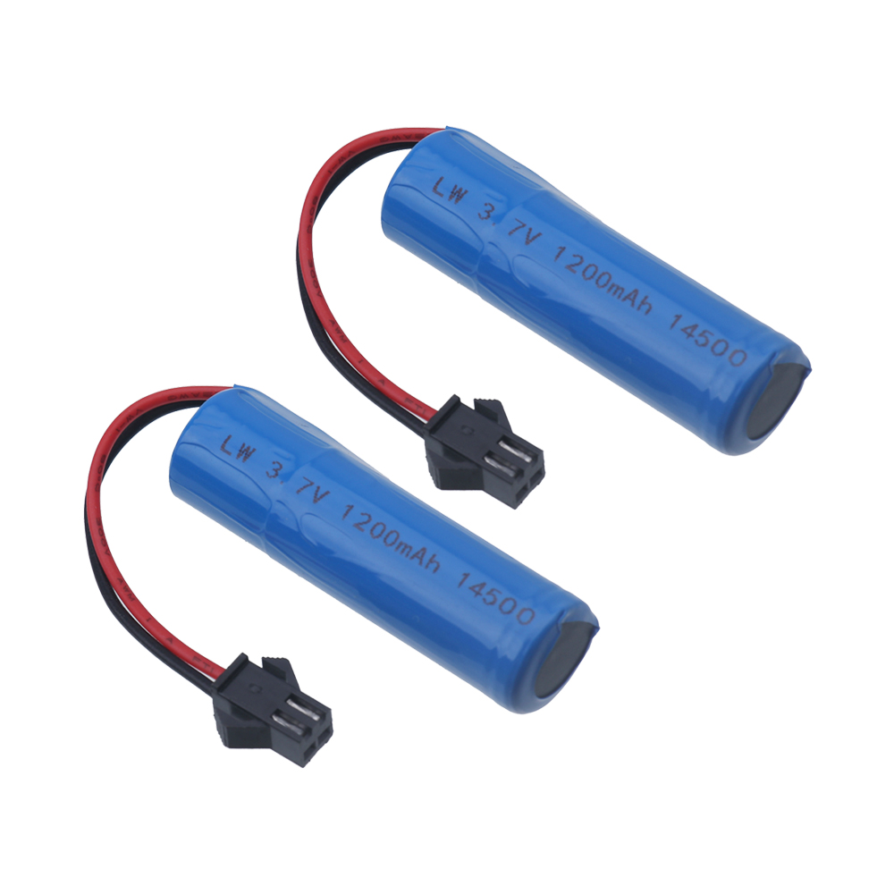 3.7V 1200mAh battery 14500 2S rechargeable battery for remote control toy helicopter train motorcycle 3.7v RC Stunt Car battery: black