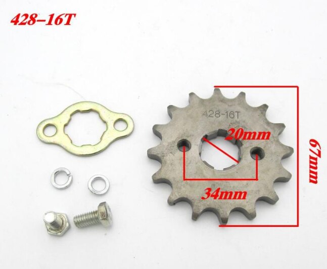 428-16 T 13 T 15 T 18 T Tand 17mm 20mm Voortandwiel Cog Vliegwiel Universele accessoires ATV Link Chain Getande Ketting Wiel: 1
