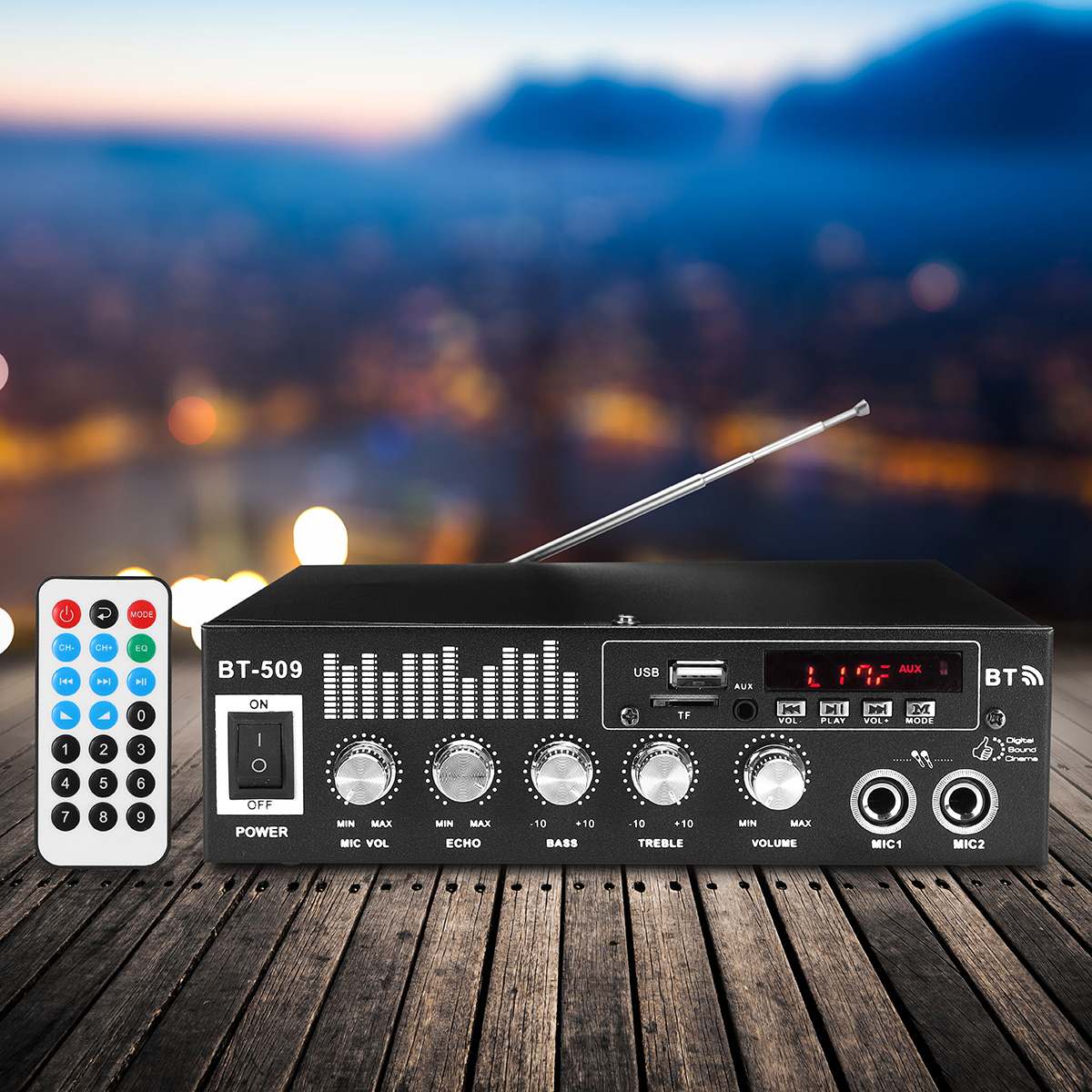 1000W bluetooth HiFi Power Amplifier Stereo Home Karaoke FM USB Amp Car Home LCD