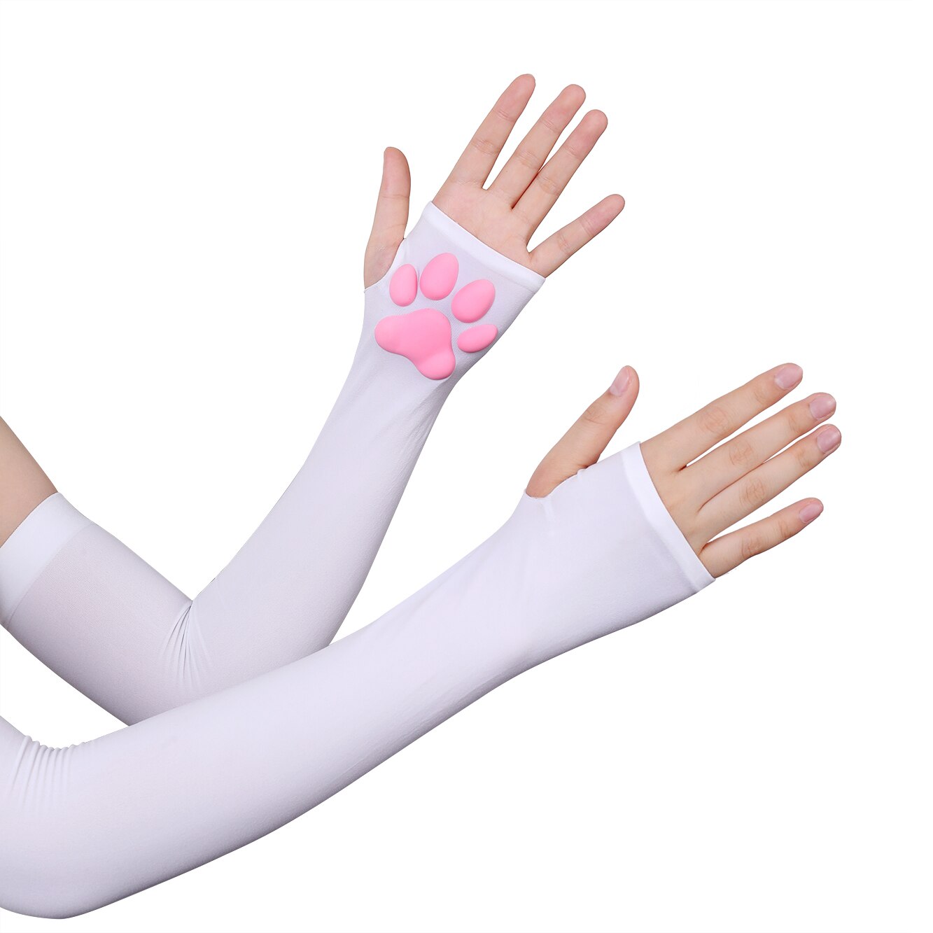 Gants patte de chat 3D en Silicone, mitaines sans doigts pour chaton mignon, gants pour femmes et filles, manches de Cosplay d&#39;halloween, Protection UV contre le soleil