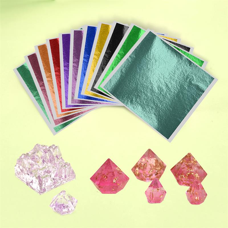 100pcs 8x8cm 100pcs 8*8.5cm Gold Silver Foil Paper Gilding DIY Art Crafts Decor for Resin Jewelry Making Art Nail Decoration