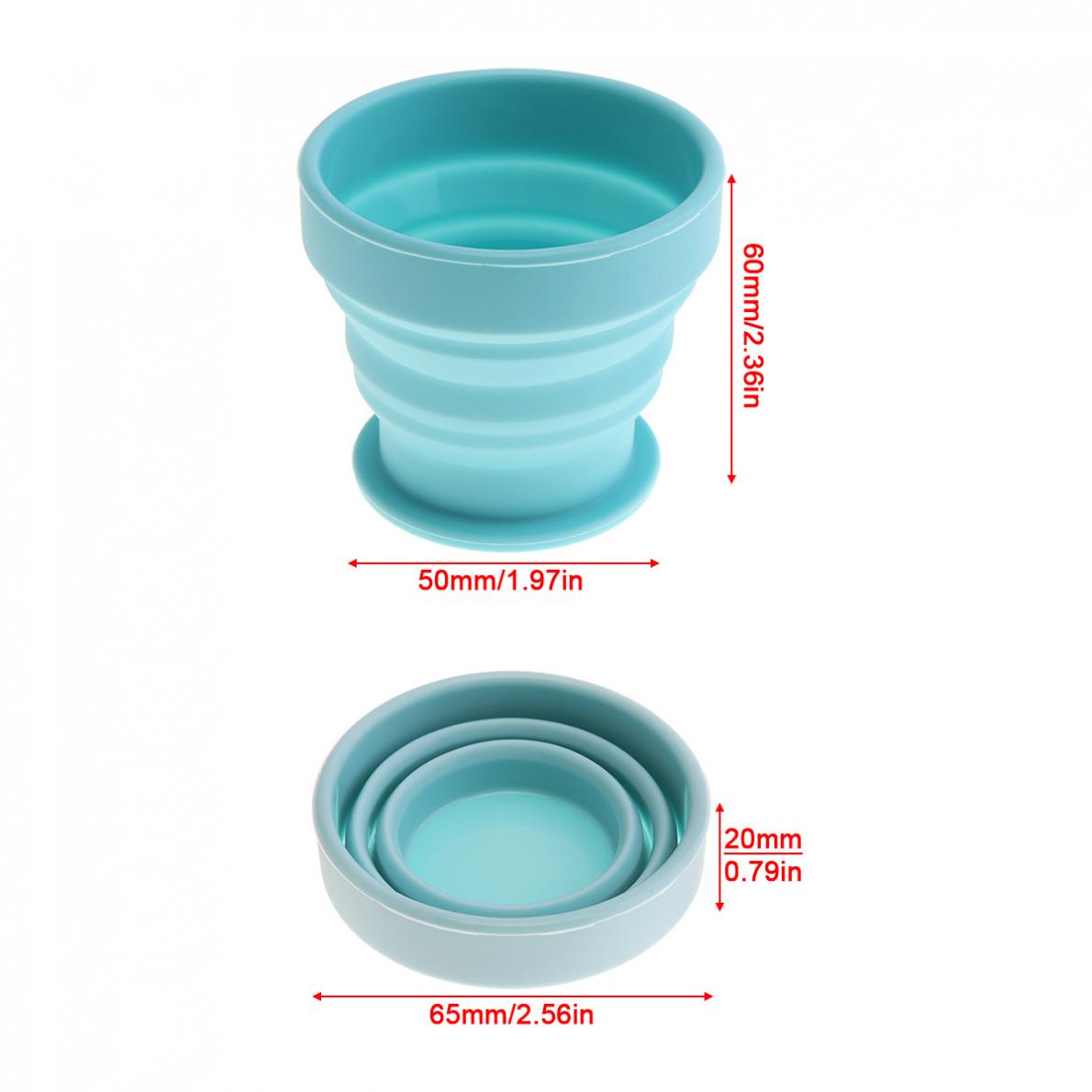 100ML 2 Kleuren Optionele Draagbare Schaalbare Circulaire Siliconen Opvouwbare Beker met Tether voor-50 Celsius ~ 200 Celsius