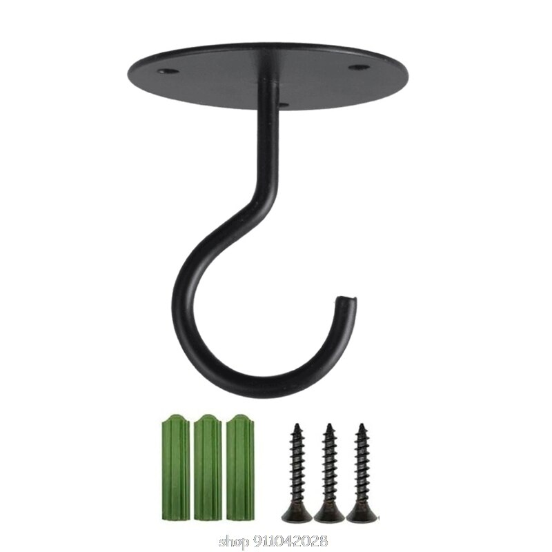 Wall Mount Ceiling Hook Bracket Hanger for Hanging Bird Feeders Lanterns Wind Chimes Planters Decoration N23 20: Black