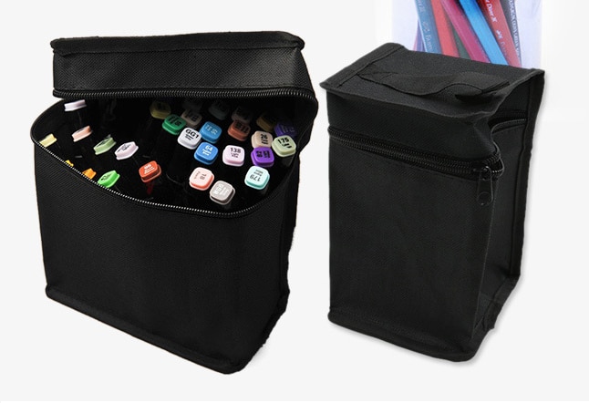 Multifunctionele Grote Capaciteit Zwarte Vouwen Marker Pen Canvas Etui Pen Opbergtas Houden 36 48 60 80 Gat Marker pen Case