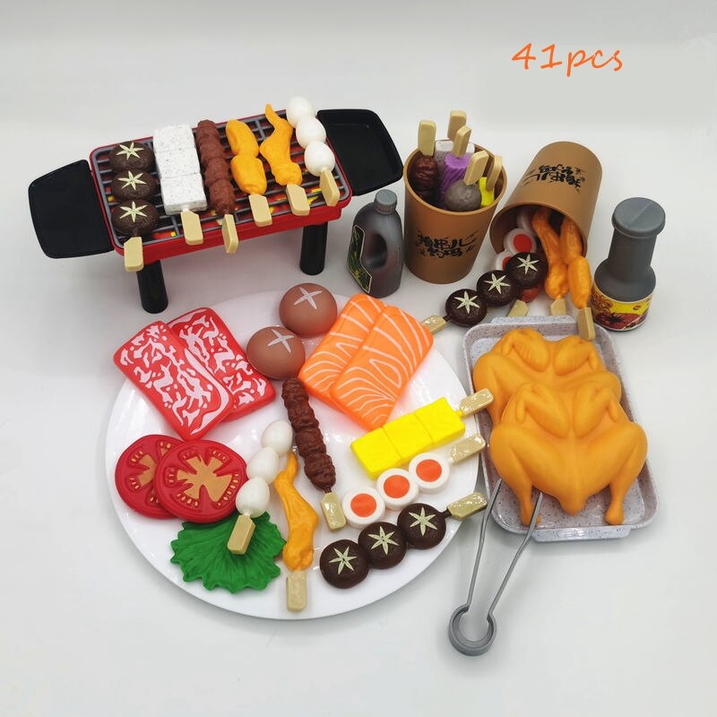 Pretend Food Simulation BBQ Miniature Black BBQ Grill Garden Outdoor Accessory For Doll House Kitchen Decoration Toys