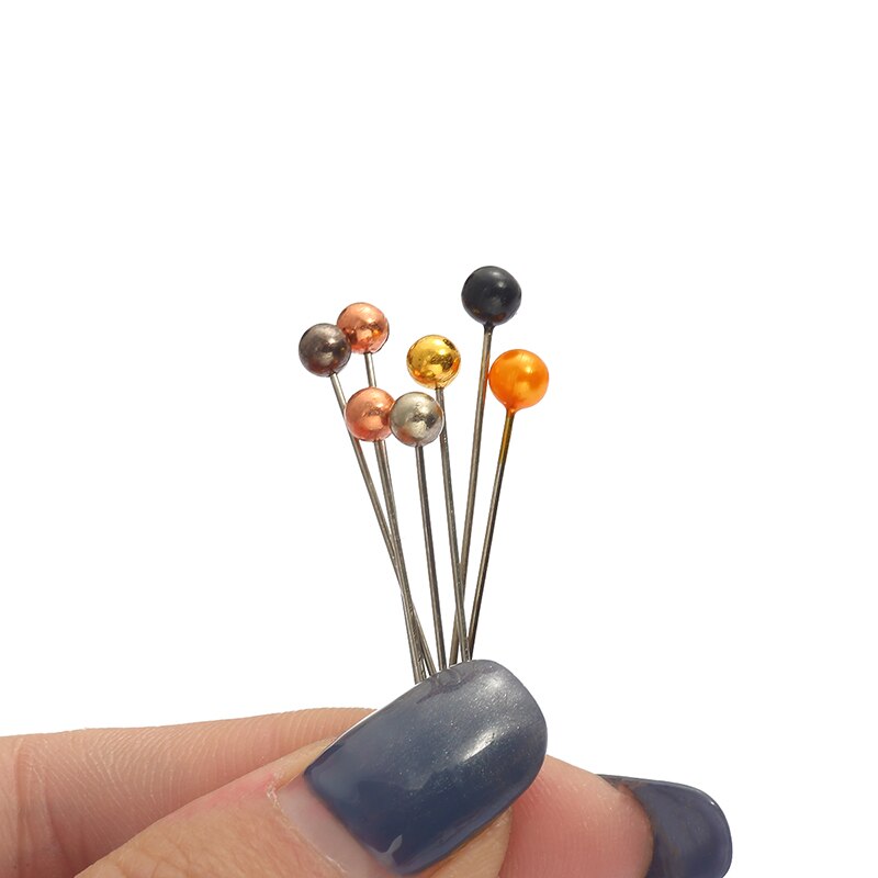 100Pcs/Box 38cm Colorful Round Pearl Head Needles Stitch Straight Push Sewing Pins For Dressmaking DIY Sewing Tools Positioning