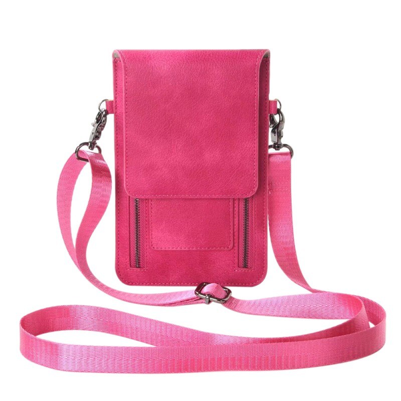 Nowe skórzane podwójny zamek błyskawiczny wielofunkcyjny mobilny etui na telefon, karty uchwyt torba na pasku typu Crossbody