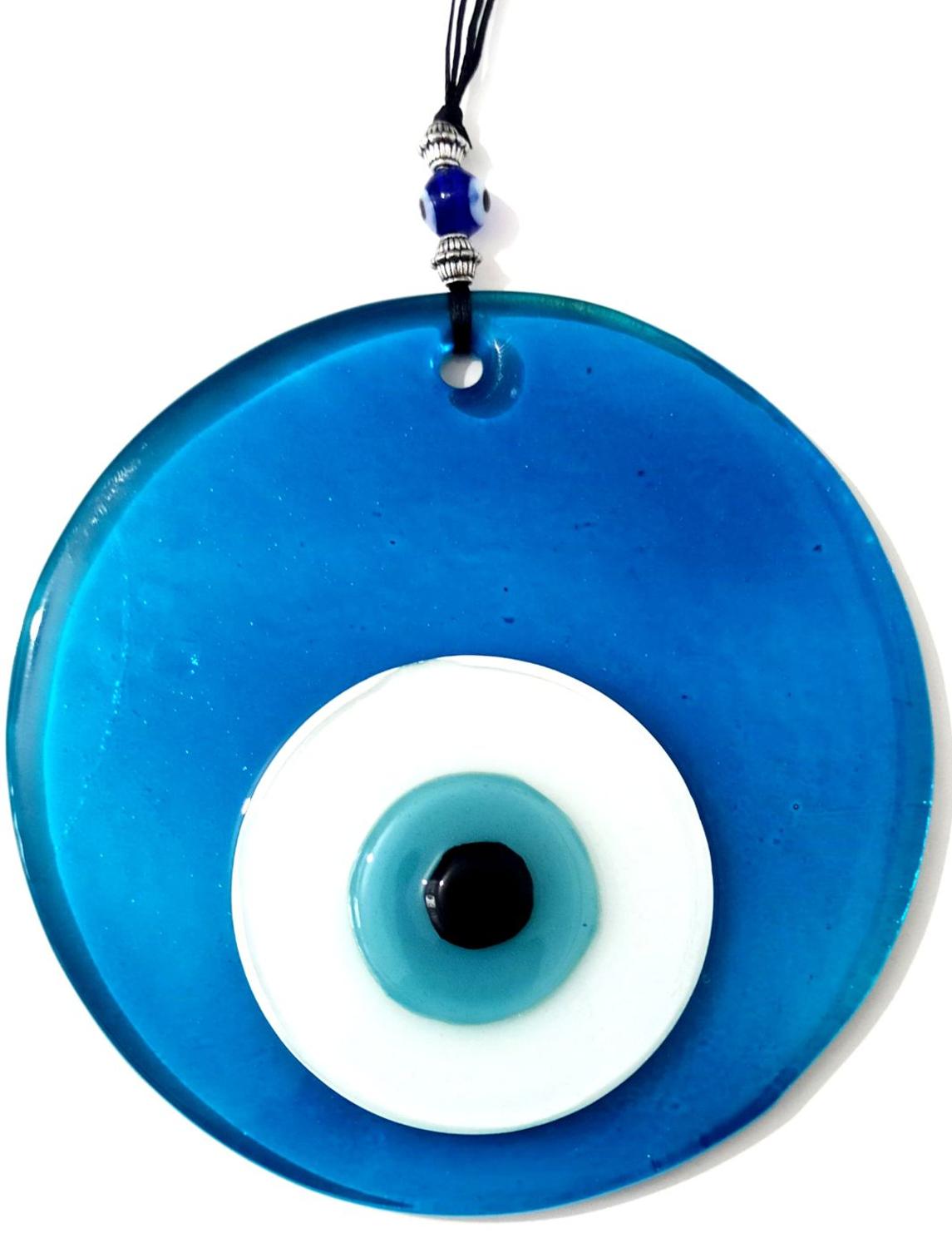 Transparent Turquoise Handmade Evil Eye Beaded Glass Wall Decoration