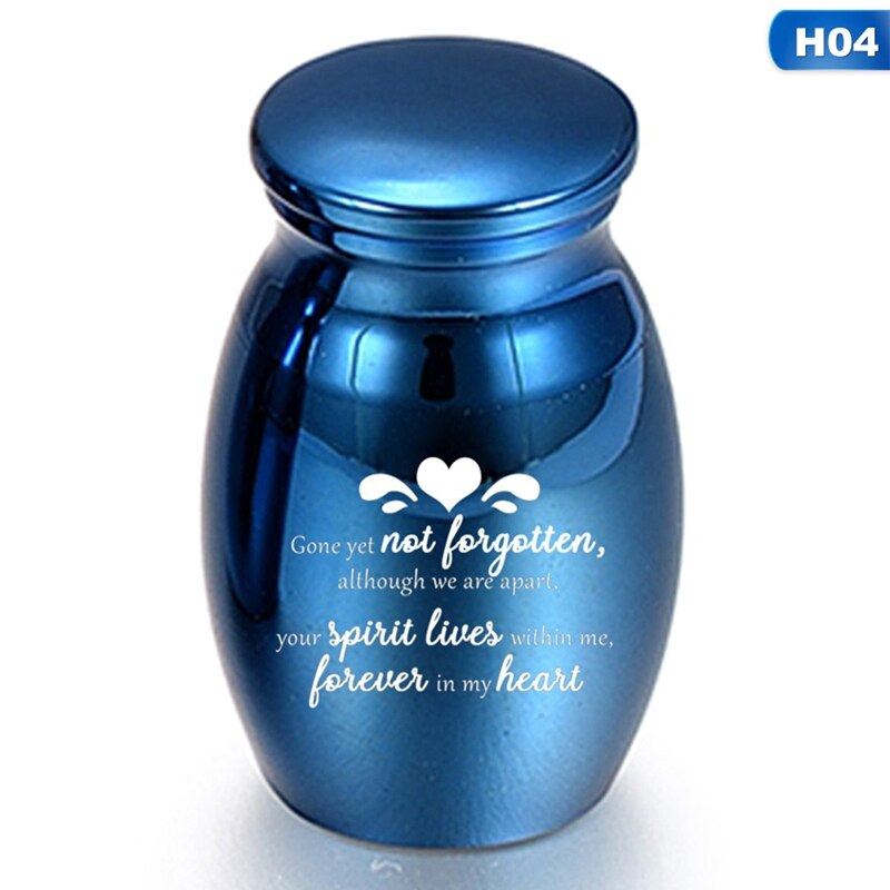 Blauwe as-herdenkingssteen voor huisdieren, liefdeshart, engelen vleugels, mini-urn, as-houder, as-urn, rouwcontainer, pot: H04