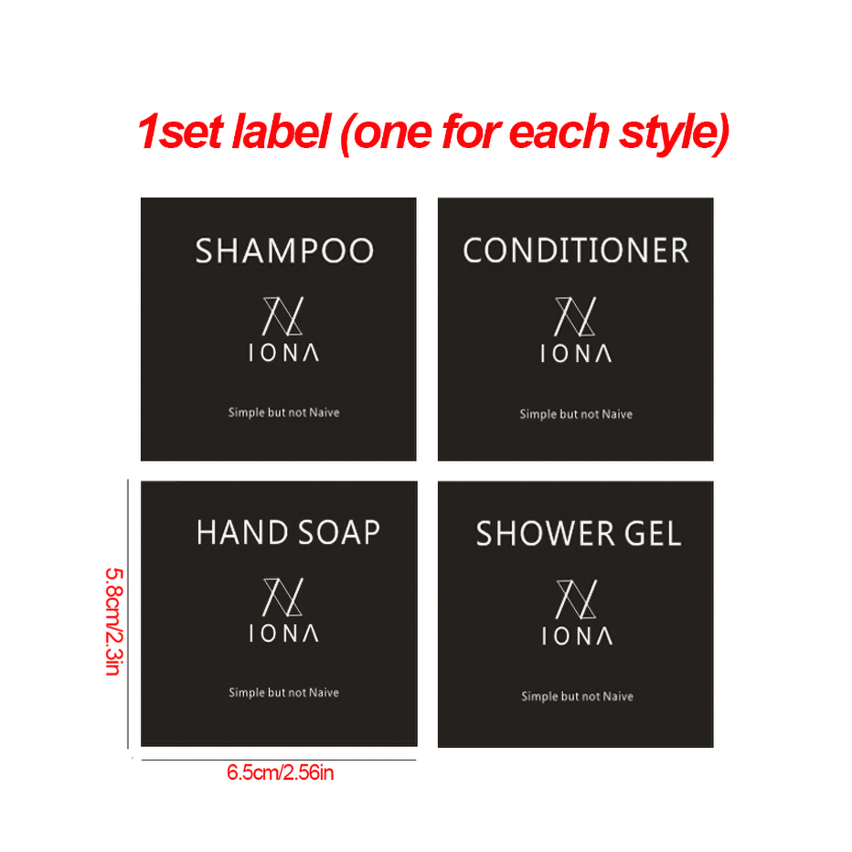 Soap Dispenser Sticker Set Shampoo Bodywash Conditioner Labels Removable Waterproof Unique Bottle Stickers Bathroom Accessories: 4