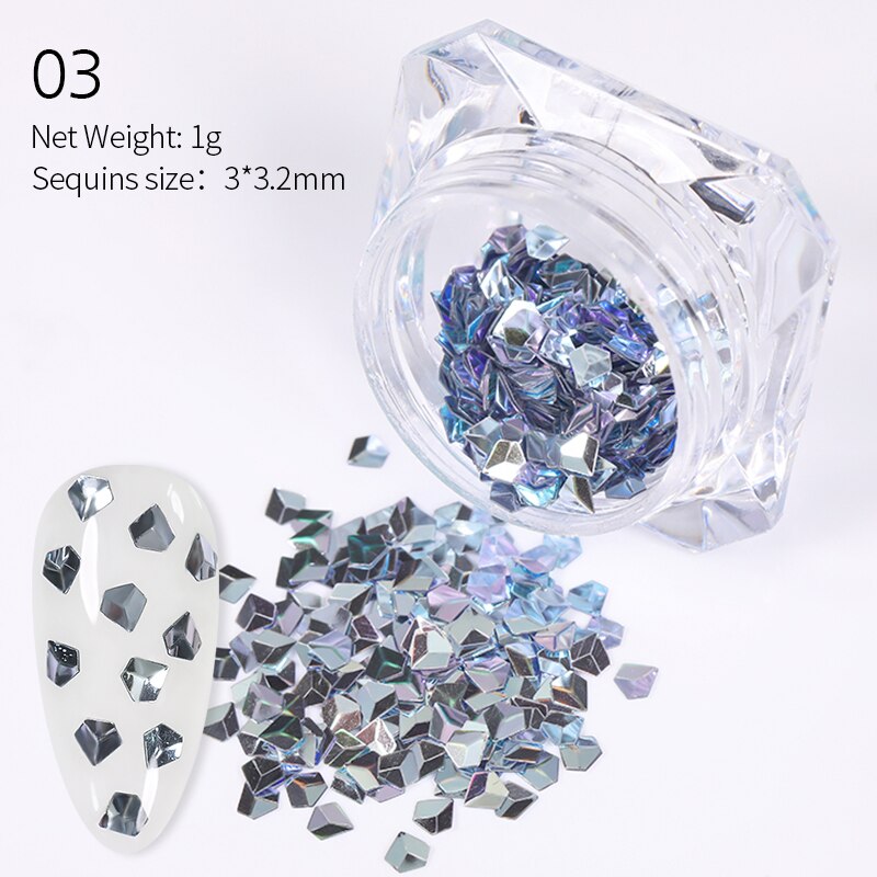 Holographiques ongles paillettes mélange étoile coeur rond flocons miroir irrégulière Paillette ultra-mince paillettes 3D Nail Art décoration: 17