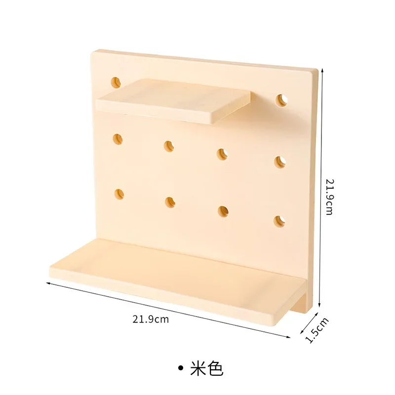 Aan De Muur Gemonteerde Hole Board Muur Plank Gratis Ponsen Hanger Boekenplank Figuur Display Planken Staan Slaapkamer Bureau Muur Opslag Decor: Beige