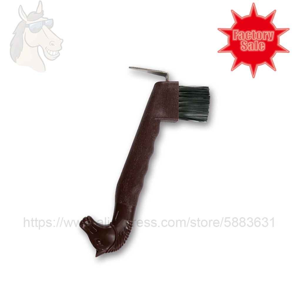 Hoof pick con cepillo para cabeza de caballo, herramienta de limpieza con empuñadura de plástico, 1018x8cm, para cuidado de caballos, venta directa de fábrica, 17, 19,5