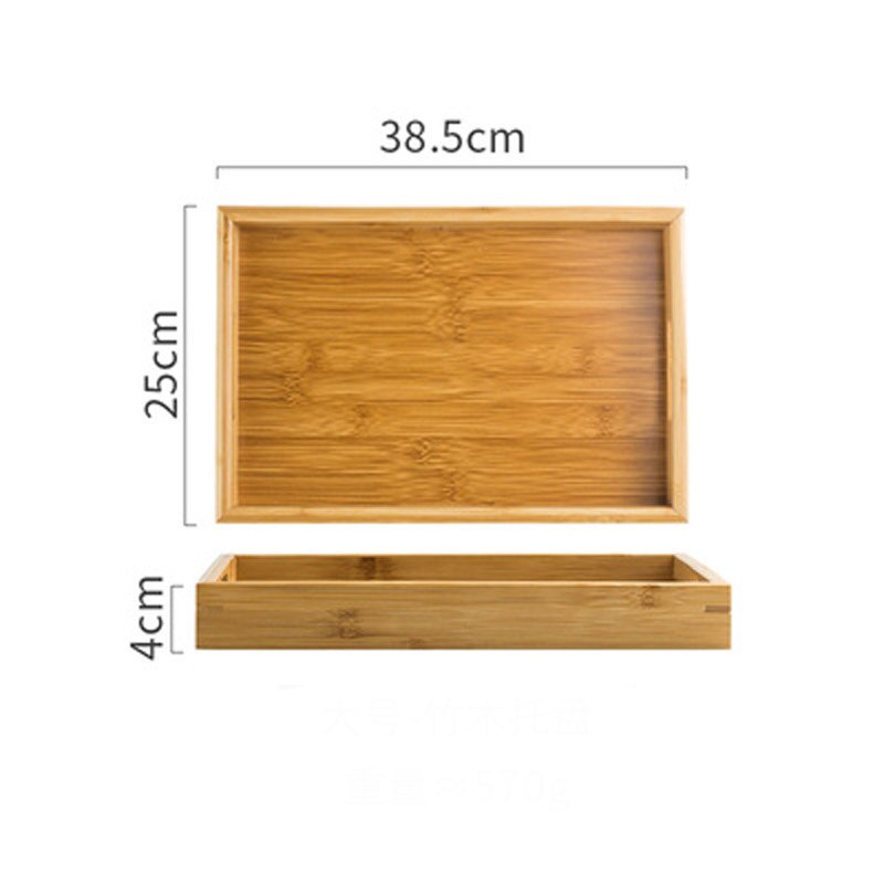 FANCITY Japanese style rectangular bamboo tray household bamboo wooden tea cup tray wooden tray wood tray fruit tray tea tray: Red