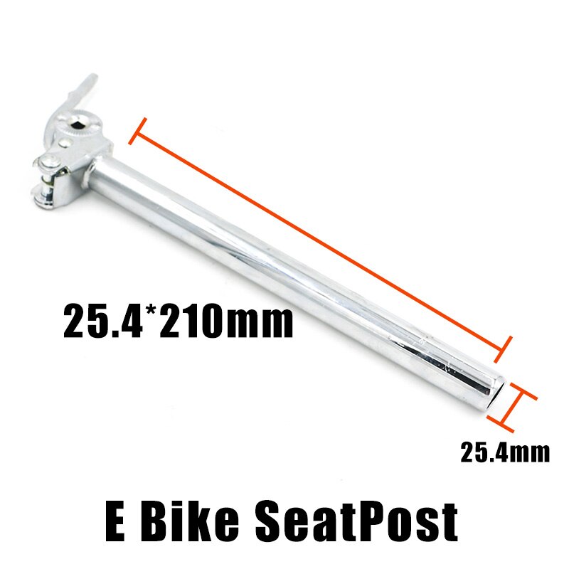 Jue Shuai Adjustable Electric Bike Reversible Seat Post Diameter 25.4 27.2mm Length 200 300 350mm Black Silver seatpost: 25.4 210