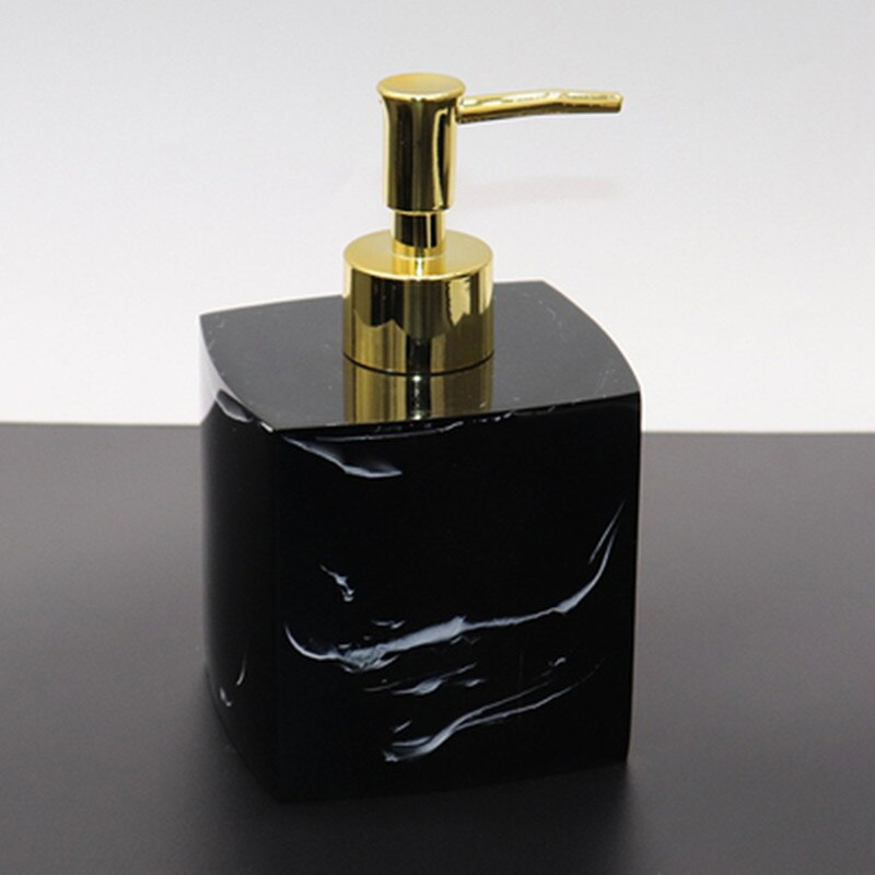 Svart marmor mönster harts badrumsset förvaringsbricka tandborsthållare kit flytande tvål dispenser hotell badrumstillbehör tandpipa: 400ml