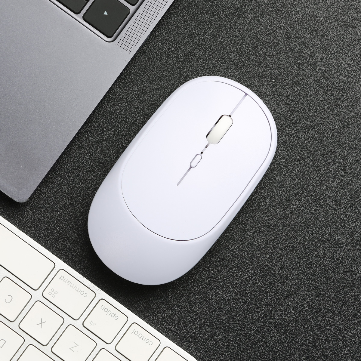 2,4 GHz kabellose optische Maus, 4 Tasten, kabellose USB-Akku-Mäbenutzen mit Nano-Empfänger für PC, Schreibtisch, Laptop, Fenster-Computer: WEISS