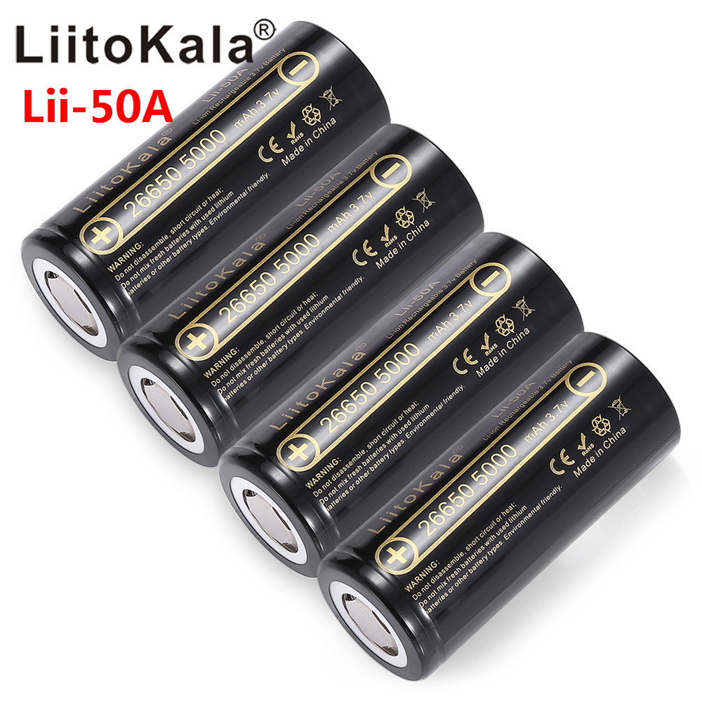 Hk Liitokala Lii-50A 26650 5000 Mah Lithium Batterij 3.7V 5000 Mah 26650-50A Oplaadbare Batterij Geschikt Voor Flashligh