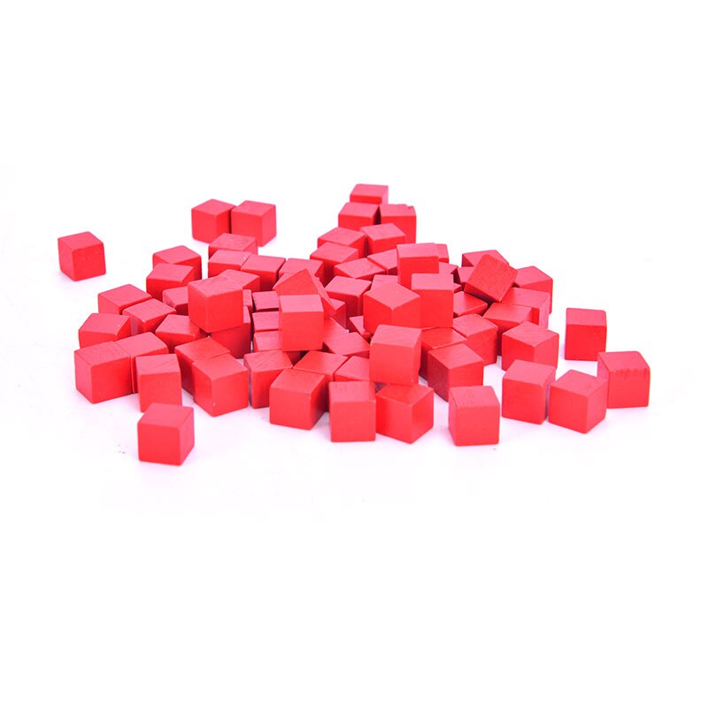 100Pcs 10Mm Hout Cubes Kleurrijke Dobbelstenen Schaakstukken Haakse Voor Token Puzzels Kids Kinderen Board Game Kubussen vroege Onderwijs: RD