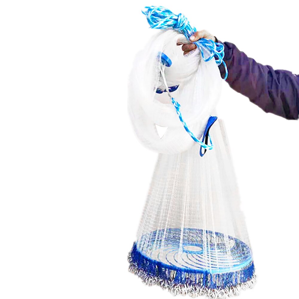 Finefish With sinker Cast Net Fishing Network USA Hand Cast Net Outdoor Throw Catch Fishing Net Tool Gill net: Light Grey