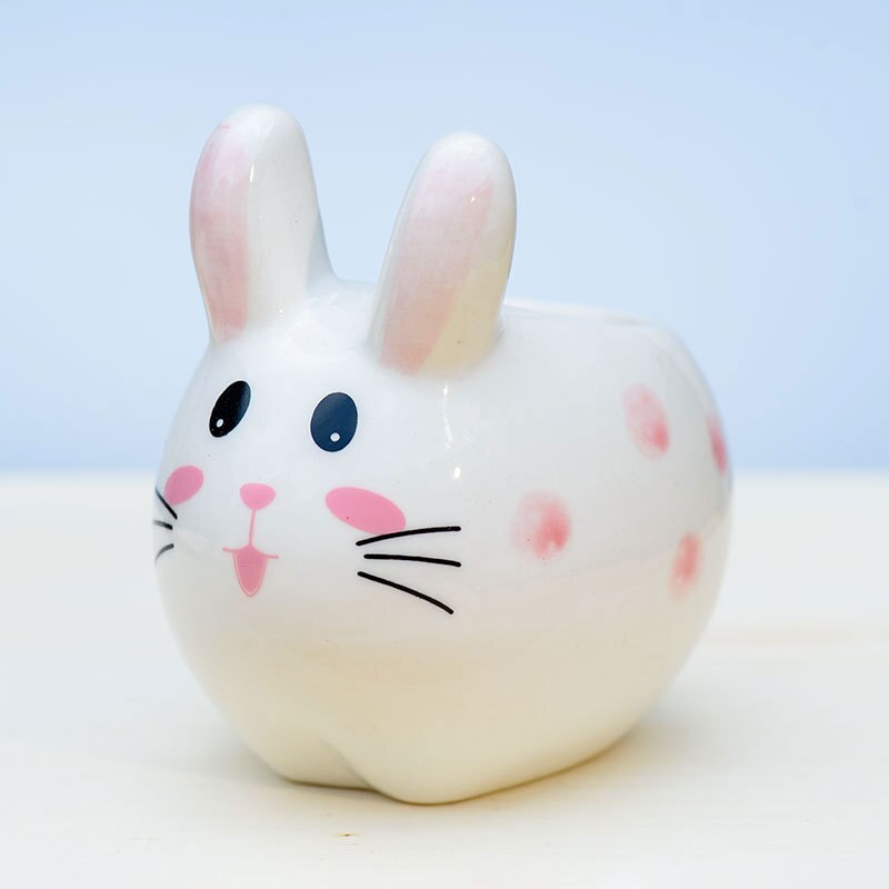 Petit pot de fleurs charnu en céramique, joli petit lapin, décoration de bureau, de bureau artisanaux: 01