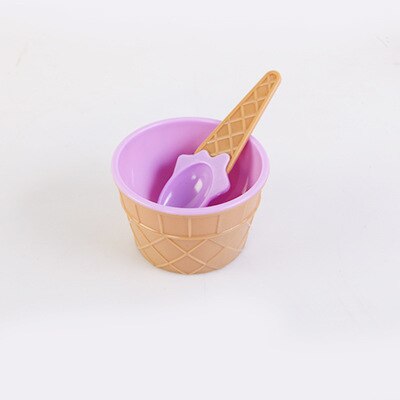 1 Set Ice Cream Bowl Spoon Clear/Fluffy Slime Box Popular Kids Food Play Toys for Children Charms Lizun Clay DIY Kit Accessories: Purple