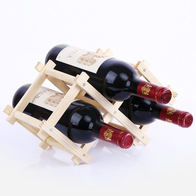 Soportes de madera para botellas de vino, estantes de almacenamiento de exhibición creativos y prácticos, plegables, decorativos, para sala de estar: 3Bottles-1