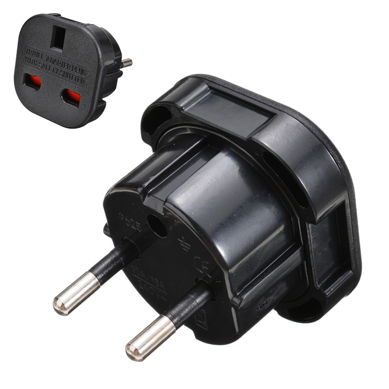 1pc Universal Travel UK To EU Adapter Socket Black Plug Adapter 10A/16A 240V Onsale