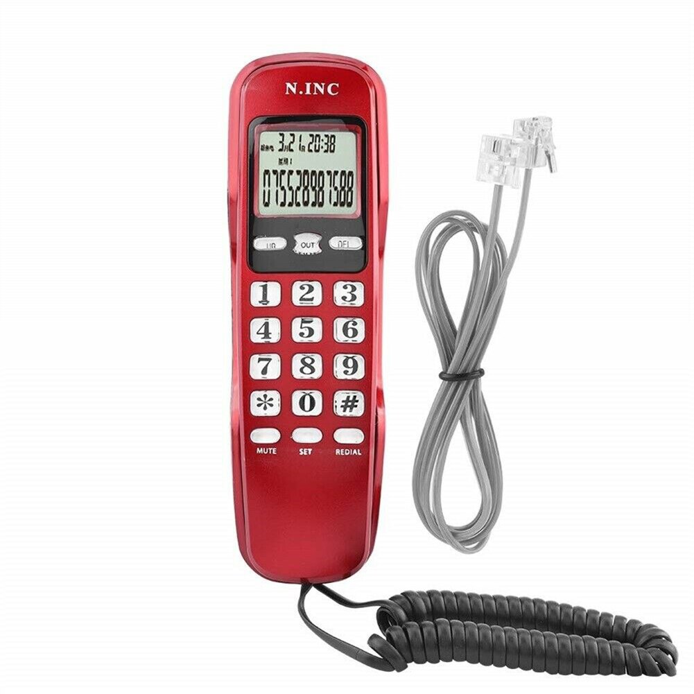 Mini Portable Home Office LCD Display Business Corded Telephone Wall Mounted Landline Caller ID Callback Ringtone Adjustment