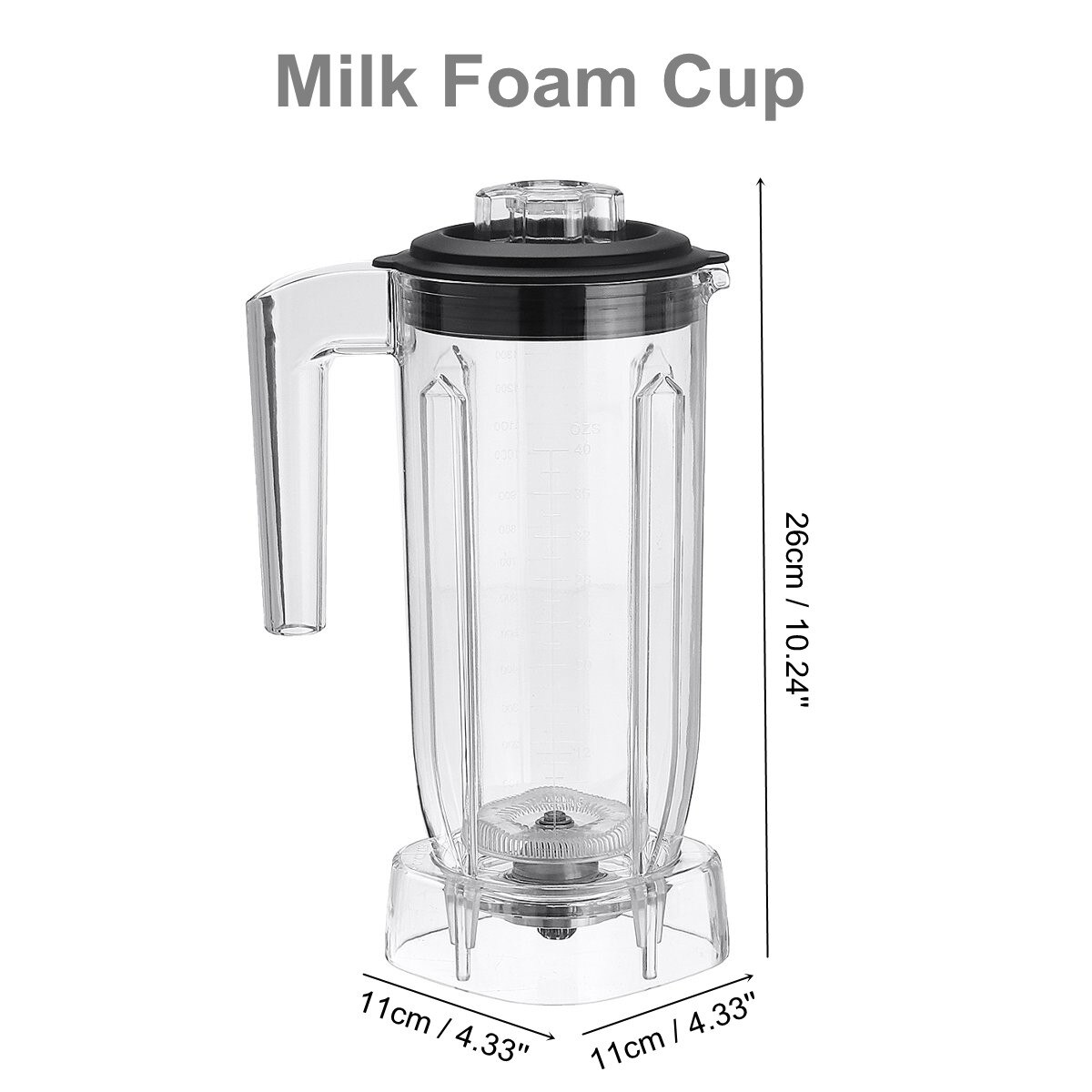 Mixer behållare burk kanna kanna kopp kommersiella mixer reservdelar för hem köksapparat mat juicepress mixer del med lock: Mjölkskum kopp