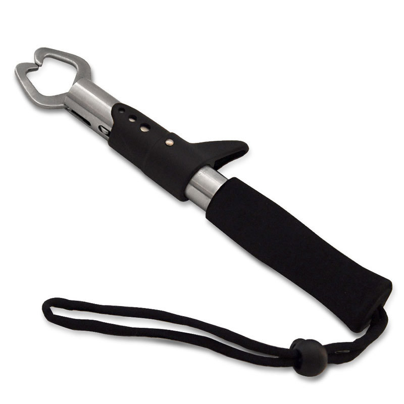 Portable Fishing Gripper Stainless Steel Fish Lip Grip Handle Grab Carp Fish Control Scissor Nipper Clamp Plier Fishing Tackle: Black (Fish Gripper)