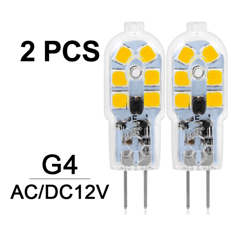 2 stks/partij G4 G9 LED Lamp Mini LED Lamp AC 220V DC 12V SMD2835 Spotlight Kroonluchter verlichting Vervangen Halogeen Lampen: G4 12V 2pcs / Cold White