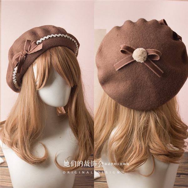 Lolita hat fransk baret uld kasket beanie ski butterfly pige kvinder klassisk 17 farver: 6