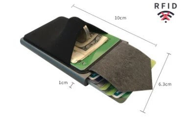 Slim Alumínio Pop-Out RFID Card Holder, Elastic Back Pouch, ID Credit Card Holder, Blocking Protect, Travel Wallet