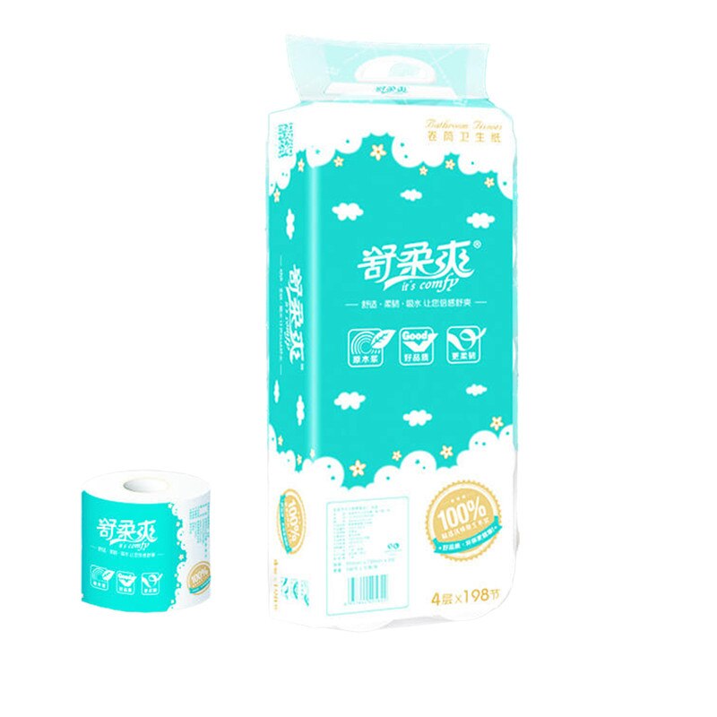 Pack of 10 Rolls 4-ply Toilet Paper Home White Soft Toilet Roll Primary Wood Pulp Toilet Tissue with Fast-Drying Fast